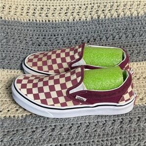 VANS Classic Slip-On Maroon Checkerboard Unisex Mens Sz 5.5 Womens Sz 7
